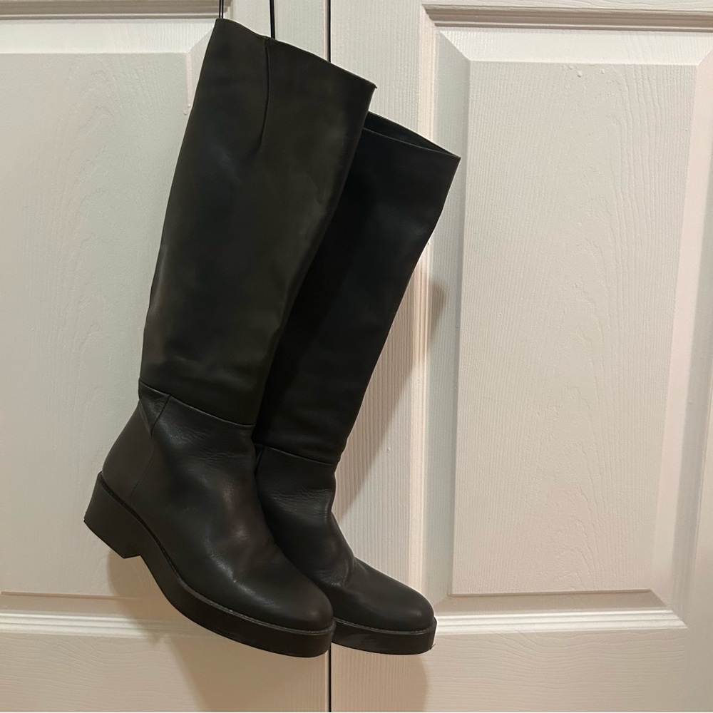 Leather Black Women's Knee-High Boots